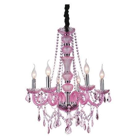Cwi Lighting 6 Light Up Chandelier With Chrome Finish 8268P22C-6(Pink)